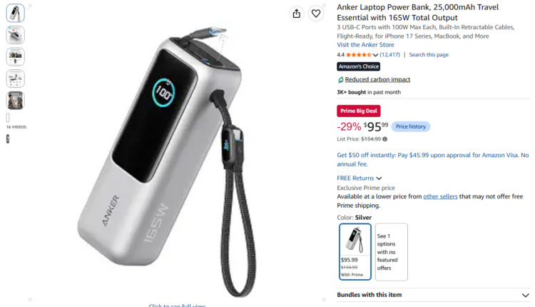 Anker power bank discounted for Amazon Prime Big Deal Days