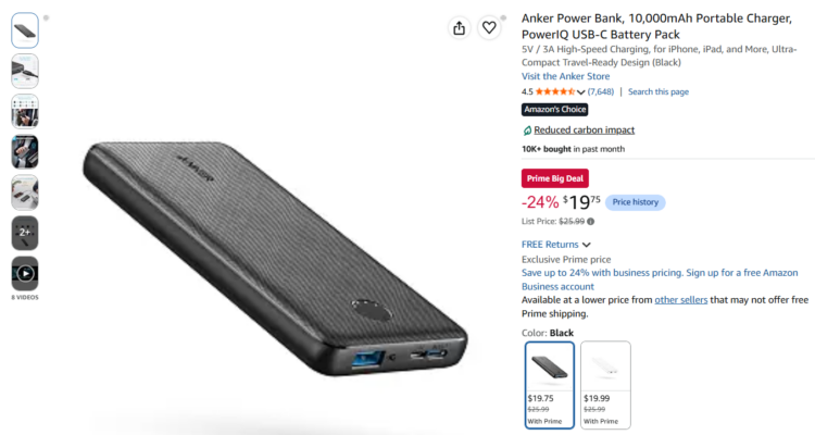 Anker power bank discounted for Amazon Prime Big Deal Days