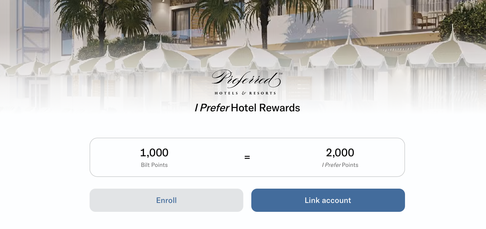 Screenshot of Bilt Rewards / I Prefer transfer widget.