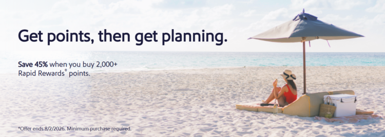 Screenshot of Points.com buy Southwest points promo banner