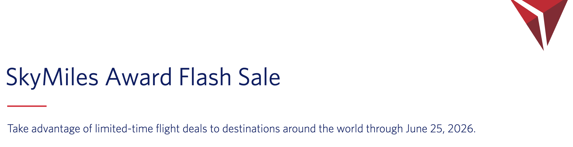 Screenshot of Delta Air Lines flash sale promo banner.