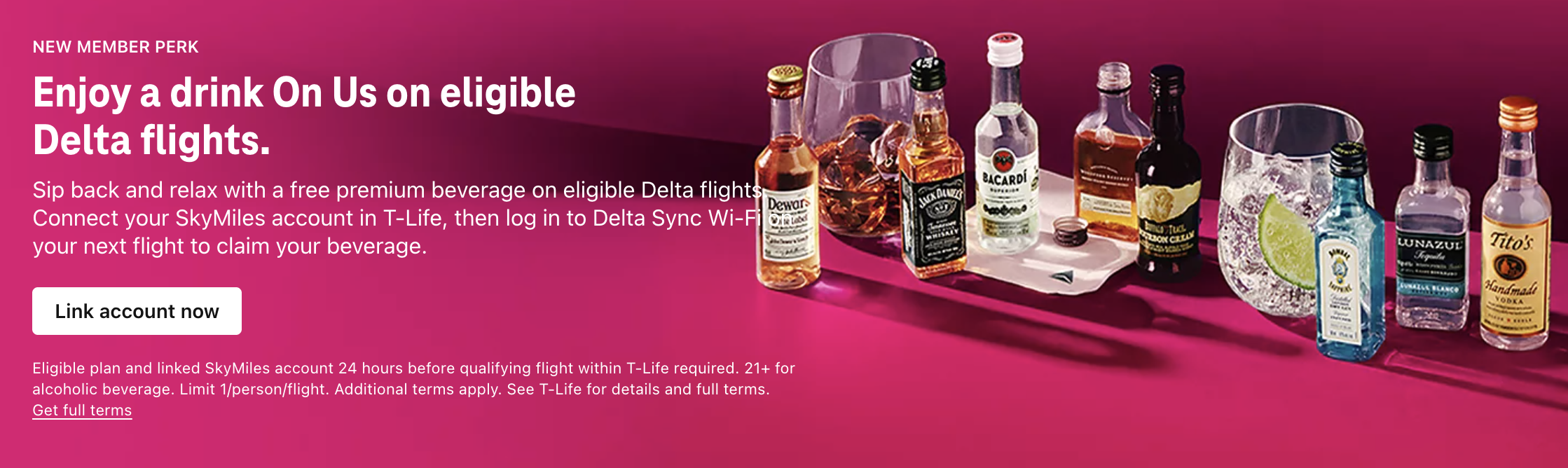 Screenshot of T-Mobile Delta drink benefit.