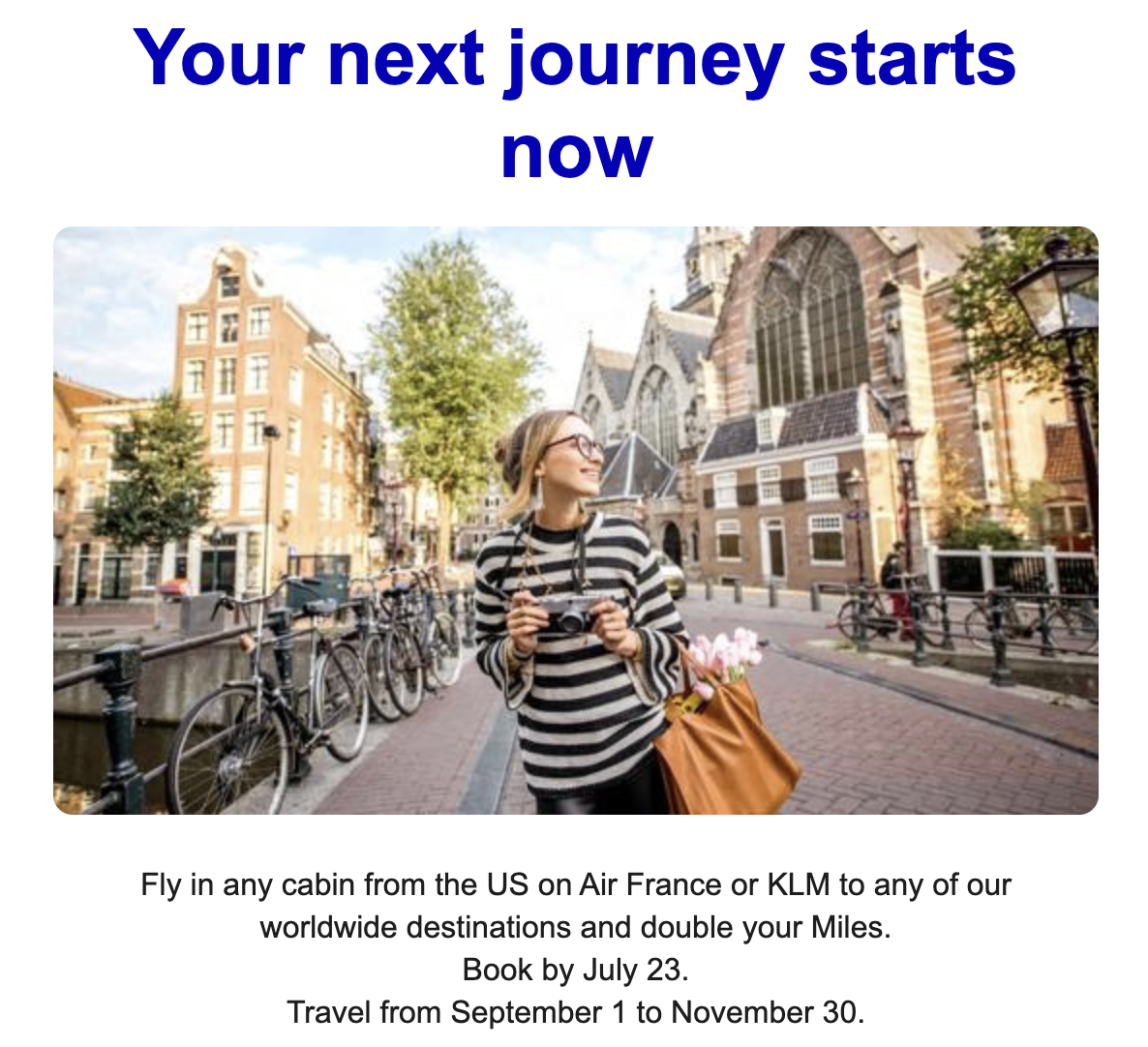 Screenshot of Flying Blue double miles promotion.