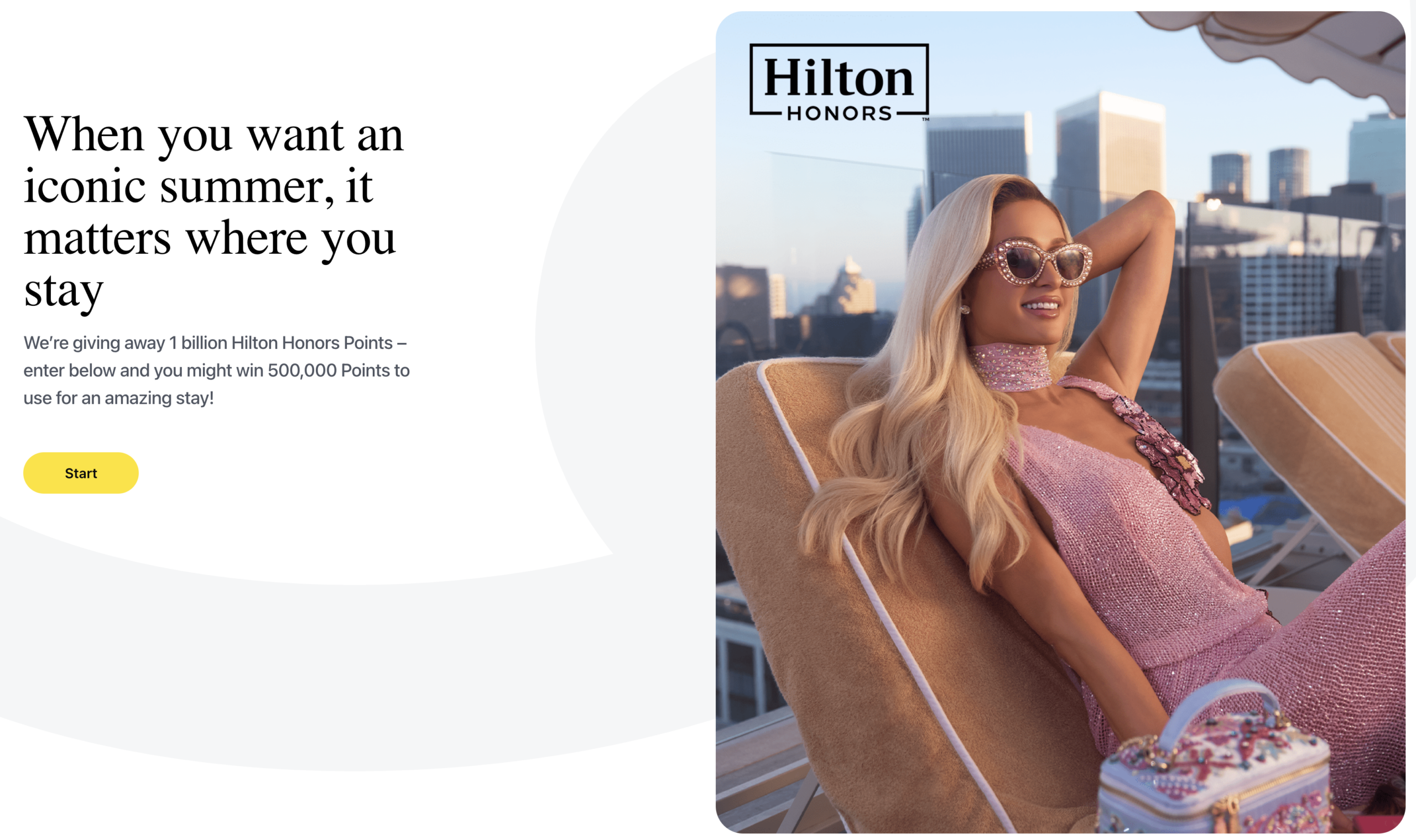 Screenshot of Hilton Summer of Points form.