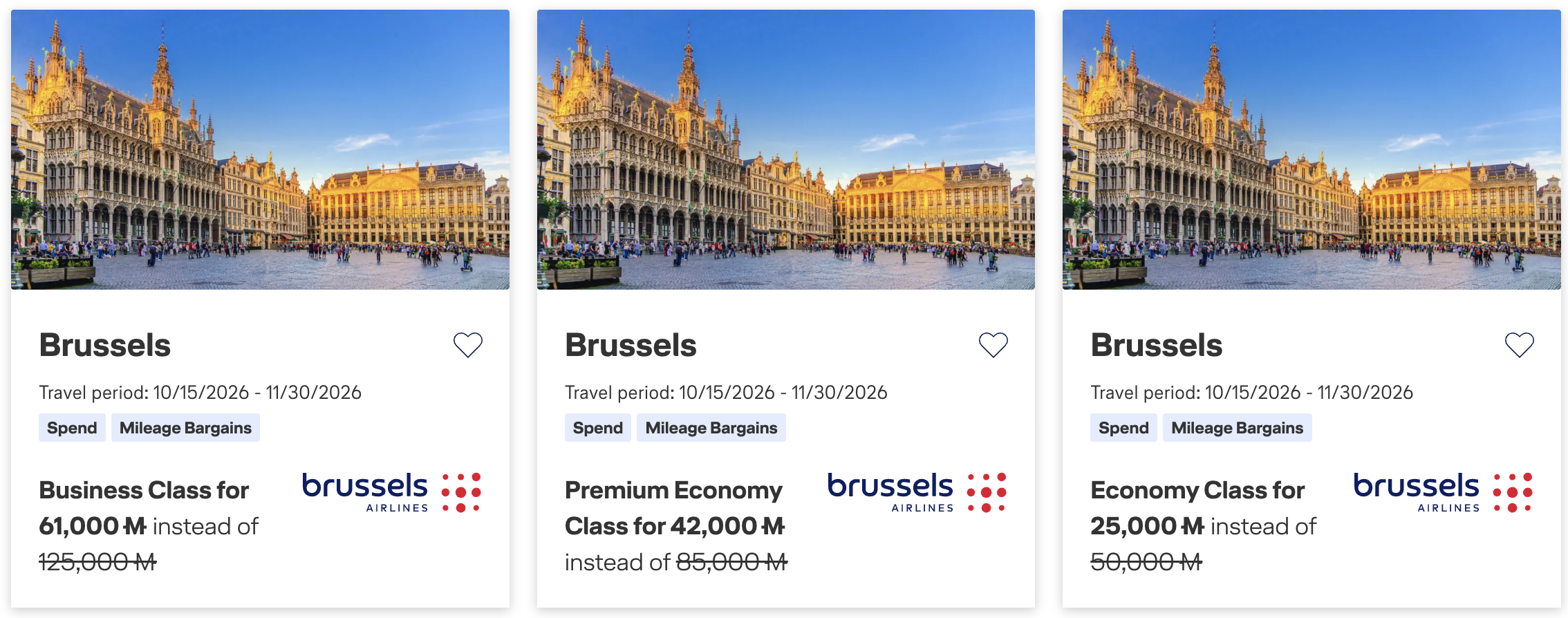Screenshot of Miles & More July Mileage bargains.