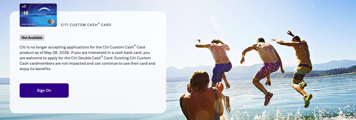 Citi Custom Cash closed to new applicants