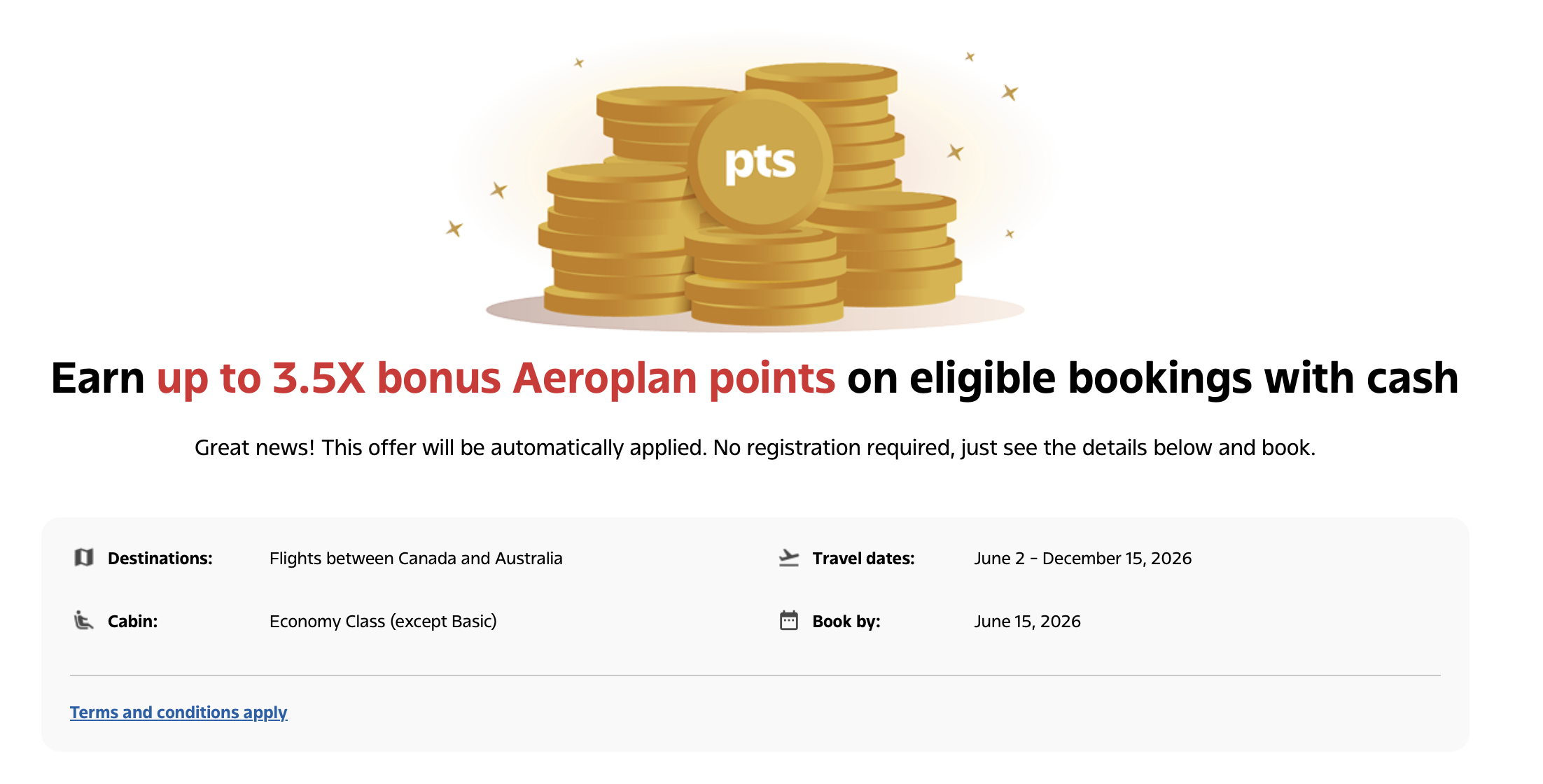 Air Canada 3.5X bonus points promotion