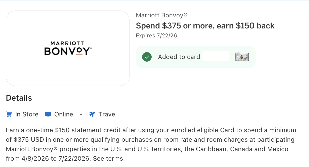 Amex Offer for Marriott Bonvoy