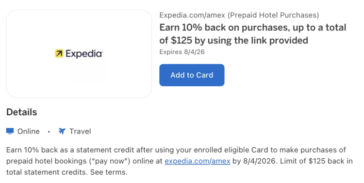 Amex Offer for Expedia