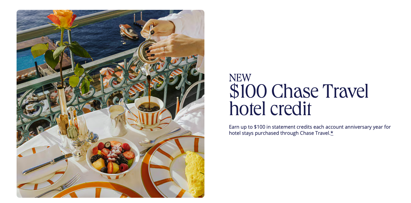 $100 Chase Travel Hotel Credit promo banner
