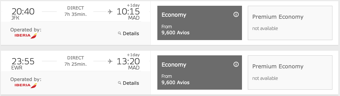 JFK/EWR to MAD Iberia sale