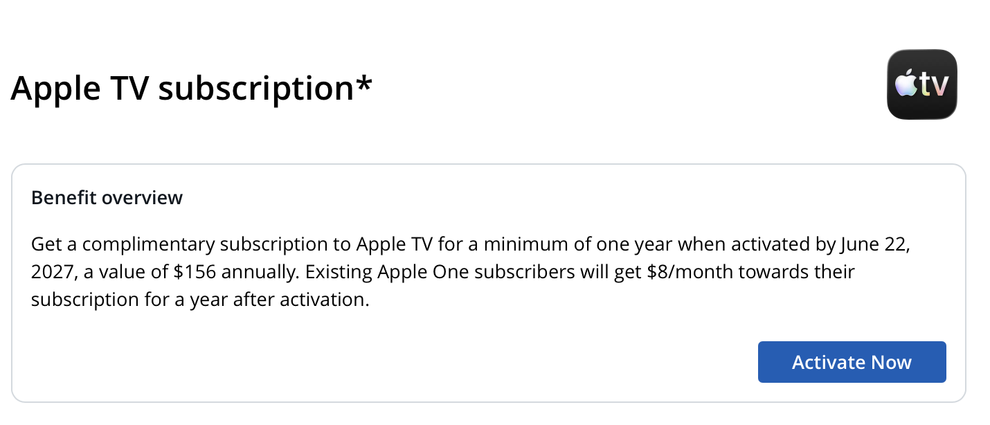 Activate Apple TV subscription in Chase account