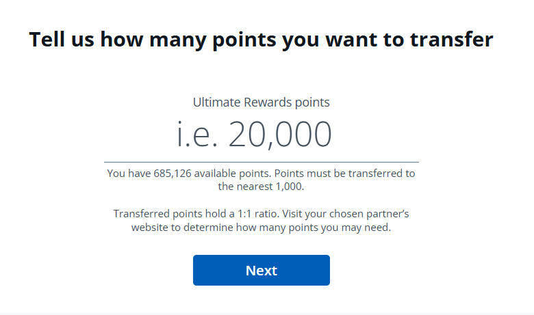 SouthwestTransferring points to Southwest from Chase.