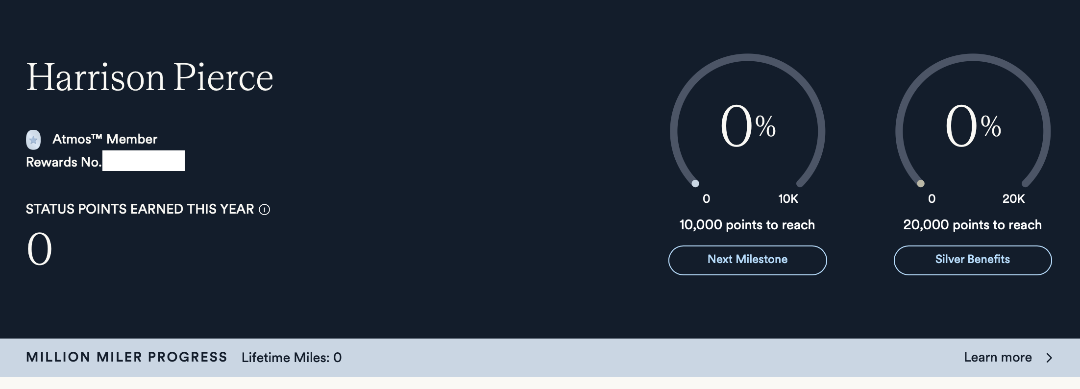 Alaska Airlines account overview with Million Miler progress bar