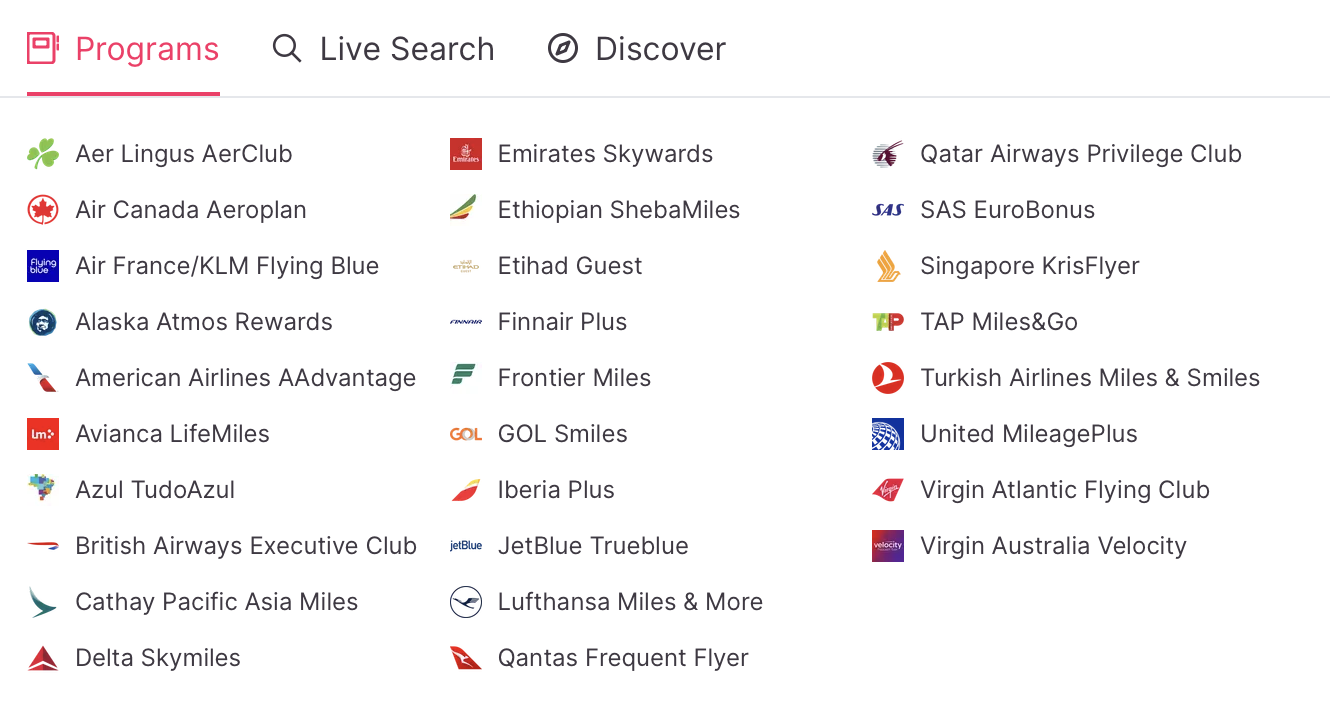 Roame supported airline loyalty programs