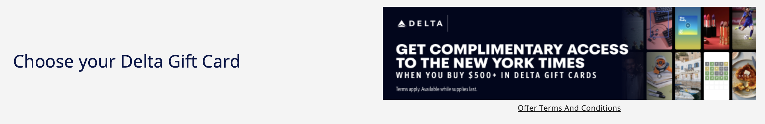 Buy a Delta gift card and get a year of New York Times access