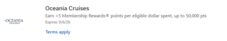 Amex Offer to earn bonus Membership Rewards points for a cruise