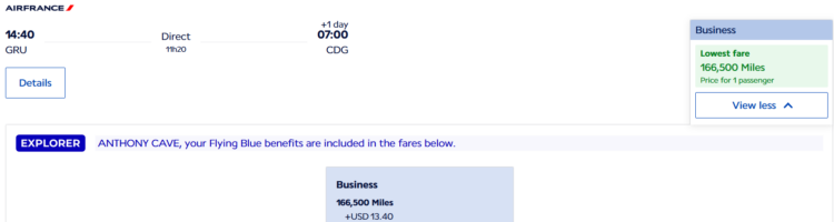 Air France taxes from GRU