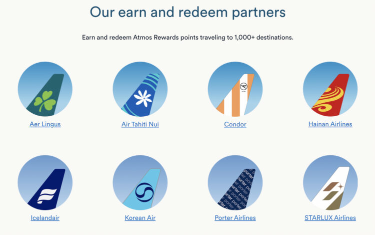Alaska Airlines Earn and Redeem Partners including eight different airlines.