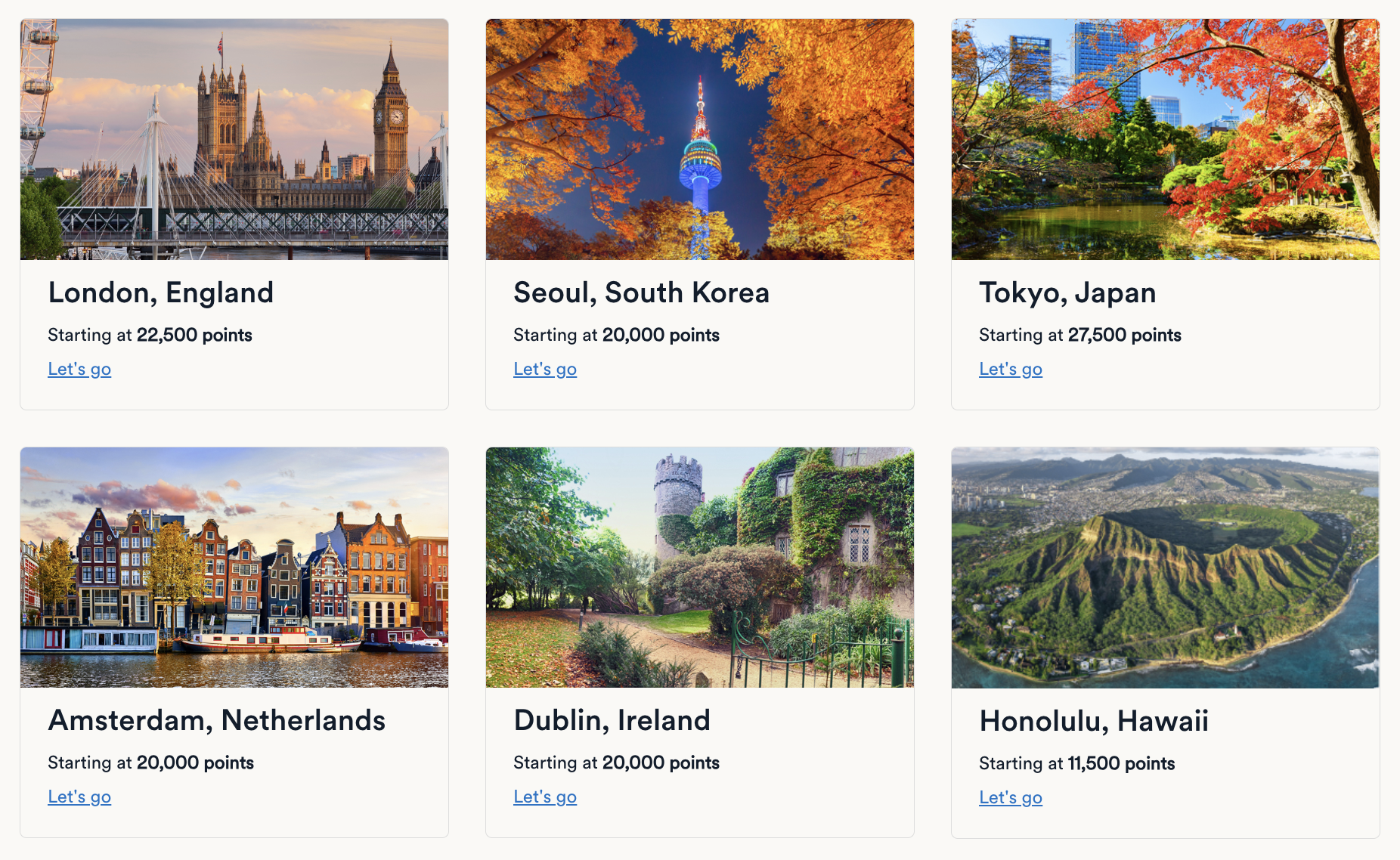 Screenshot of Alaska Airlines Global Getaways