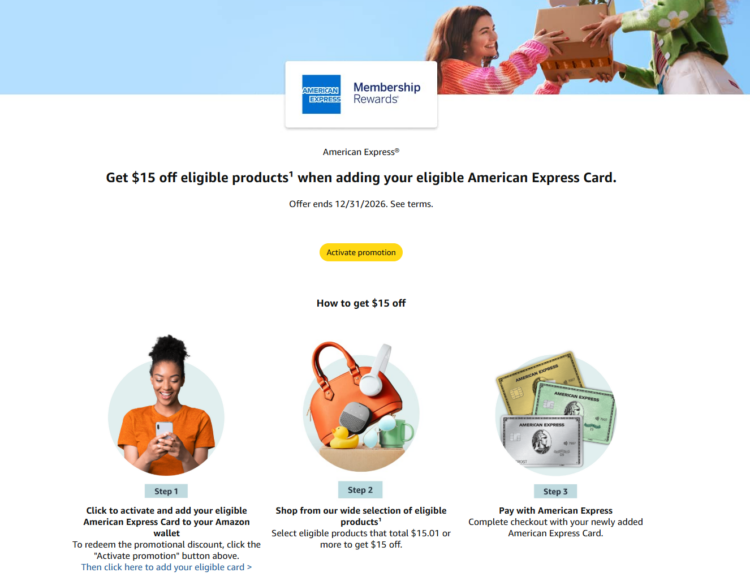Amazon Amex add a card promotion offer