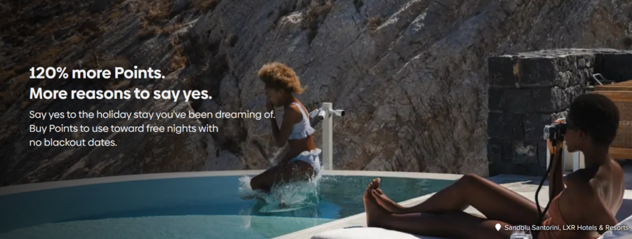 Hilton buy points promo banner advertising 120% bonus points