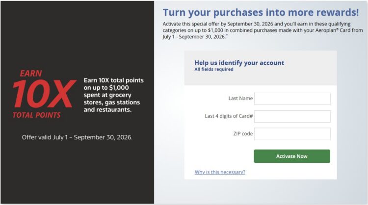 Chase Aeroplan 10X Points Q3 26 Promo