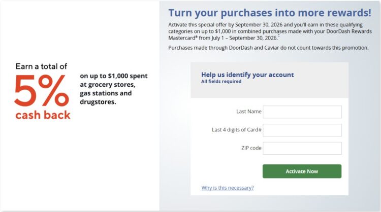 Chase DoorDash 5X Cashback Q3 26 Promo