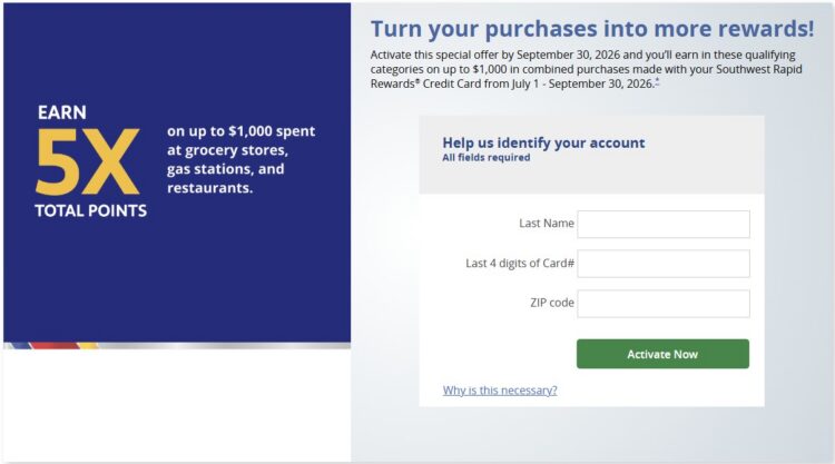 Chase Southwest 5X Points Q3 26 Promo