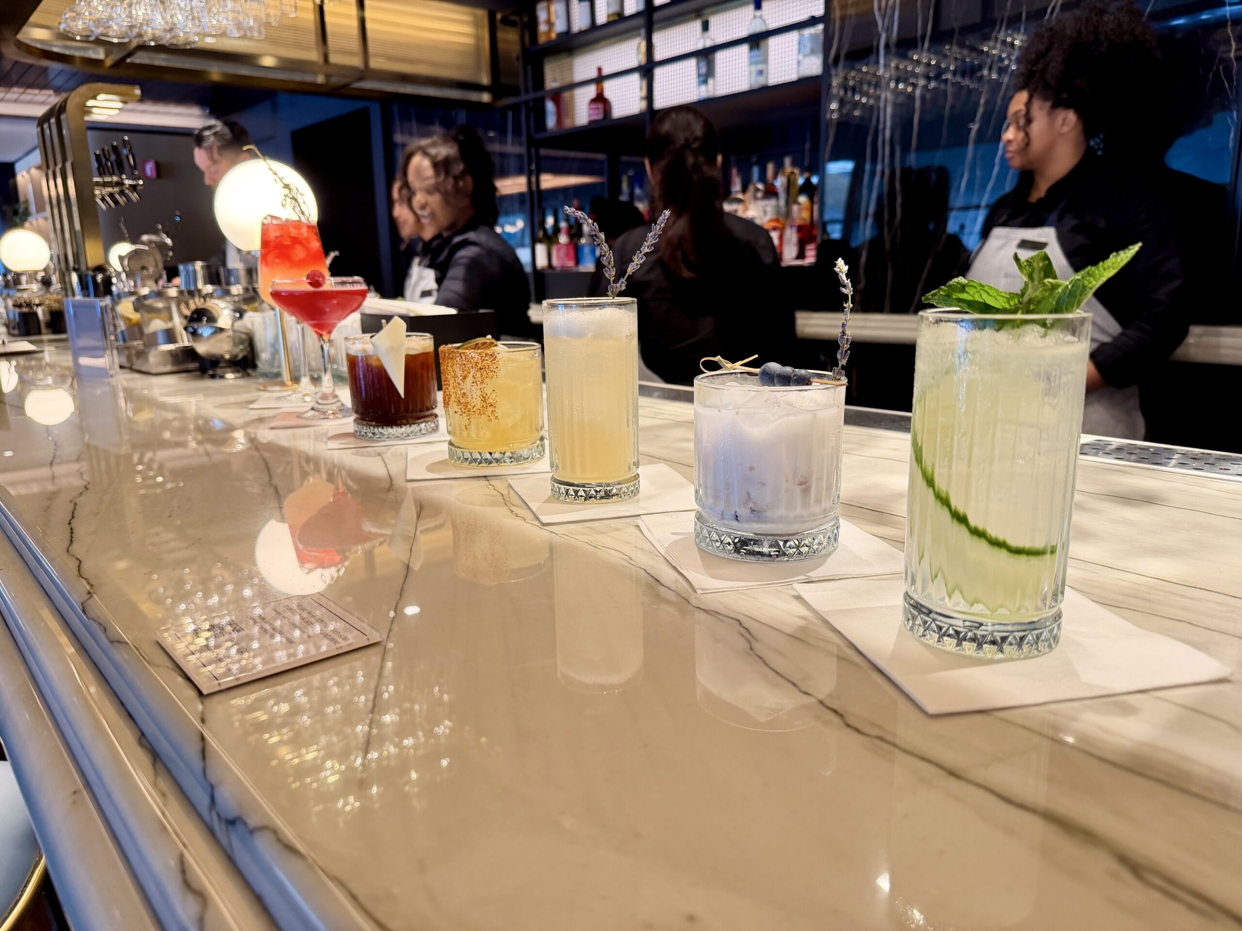 Alcoholic beverages at the DFW Sapphire Lounge.