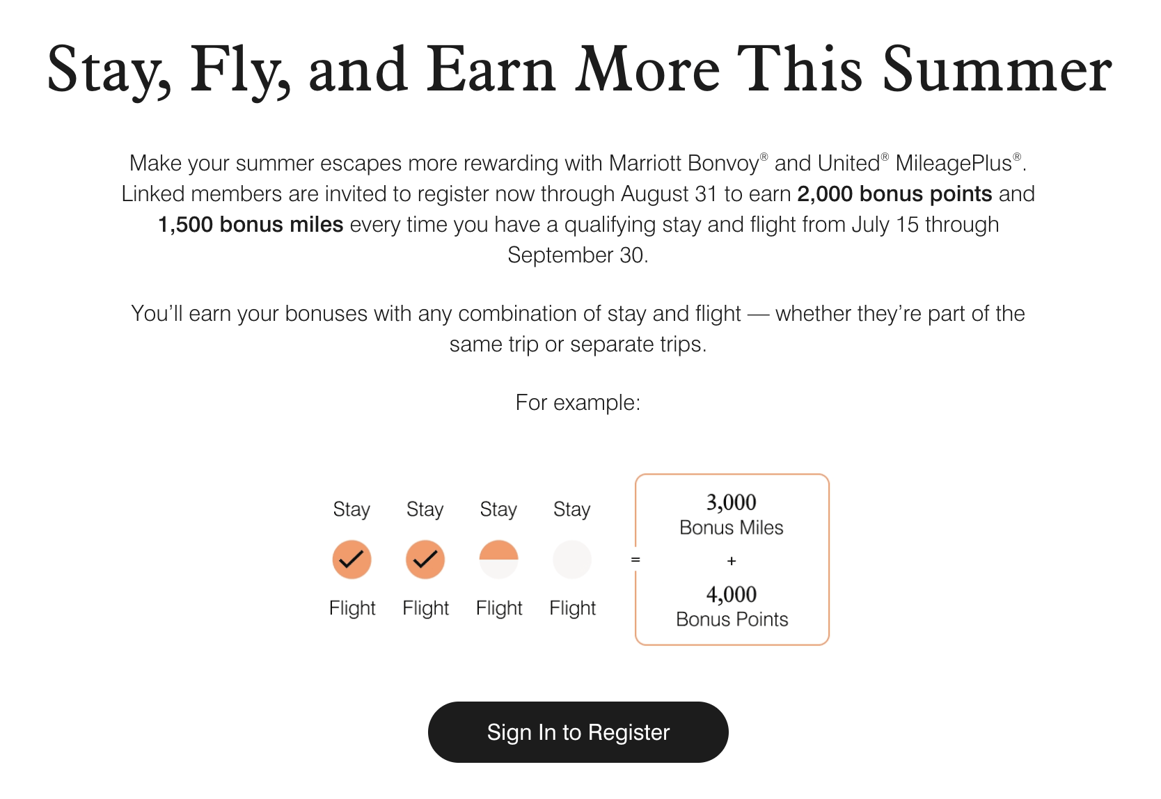 Screenshot of Marriott / United bonus rewards promo.
