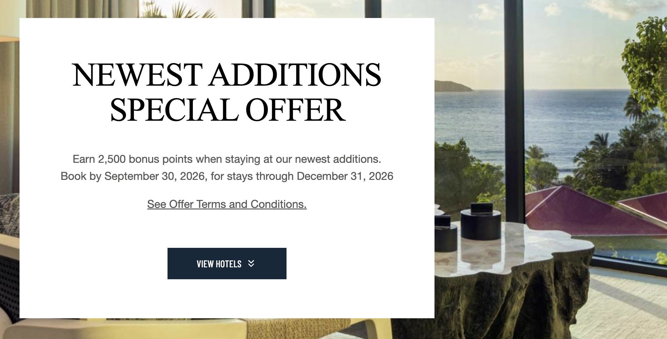 Screenshot of Preferred Hotels new hotel promo banner.