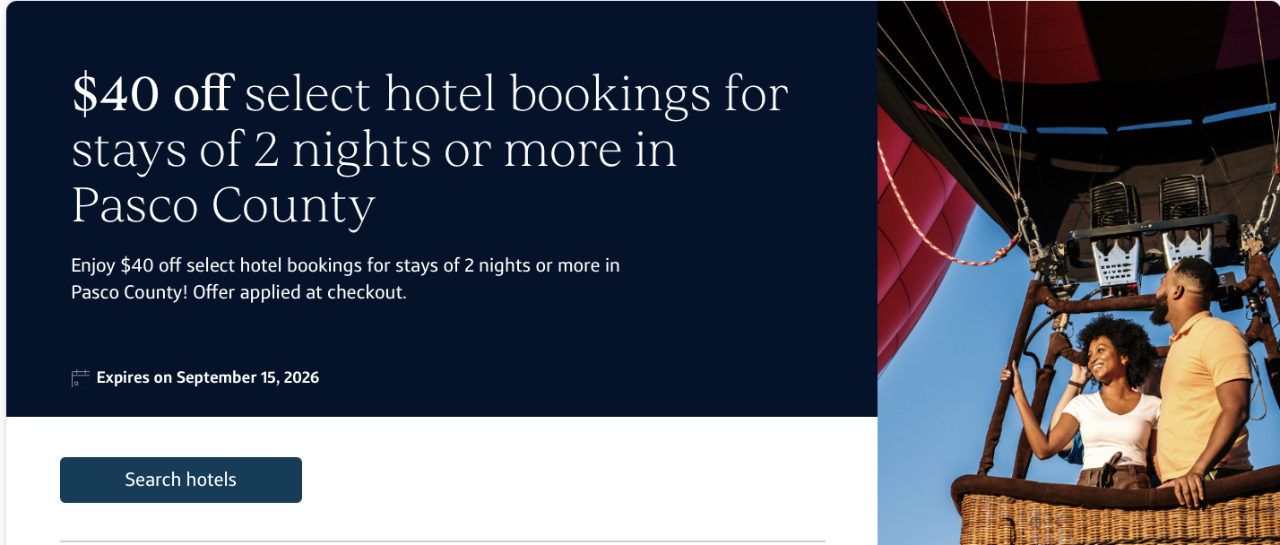 Capital One Travel Offer for Pasco County hotel stays