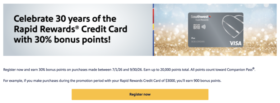 Q3 Southwest promo- 30% bopnus points