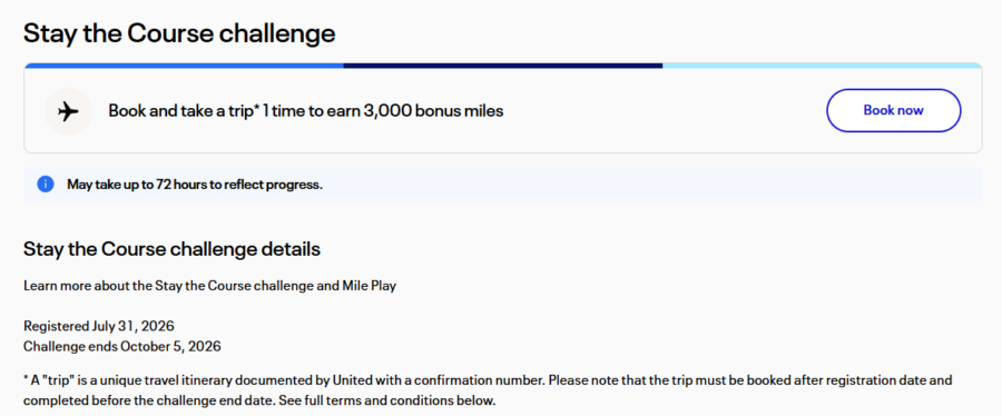 United Mile Play offer for 3,000 bonus miles for one trip