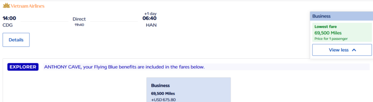 Vietnam Airlines Biz Surcharges