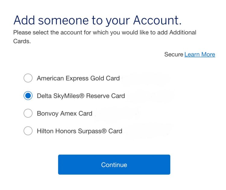 Amex's page to add someone to your account as an authorized user.
