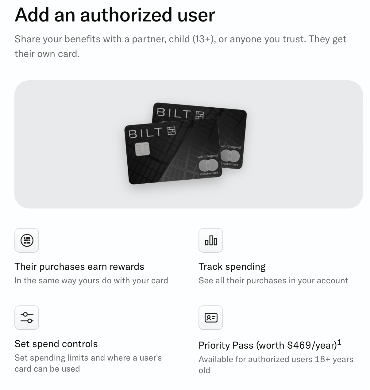 Bilt authorized user information