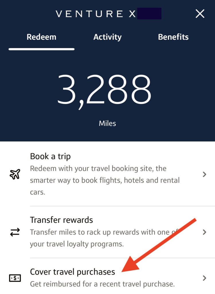 Capital One highlighting how to cover travel purchases with miles