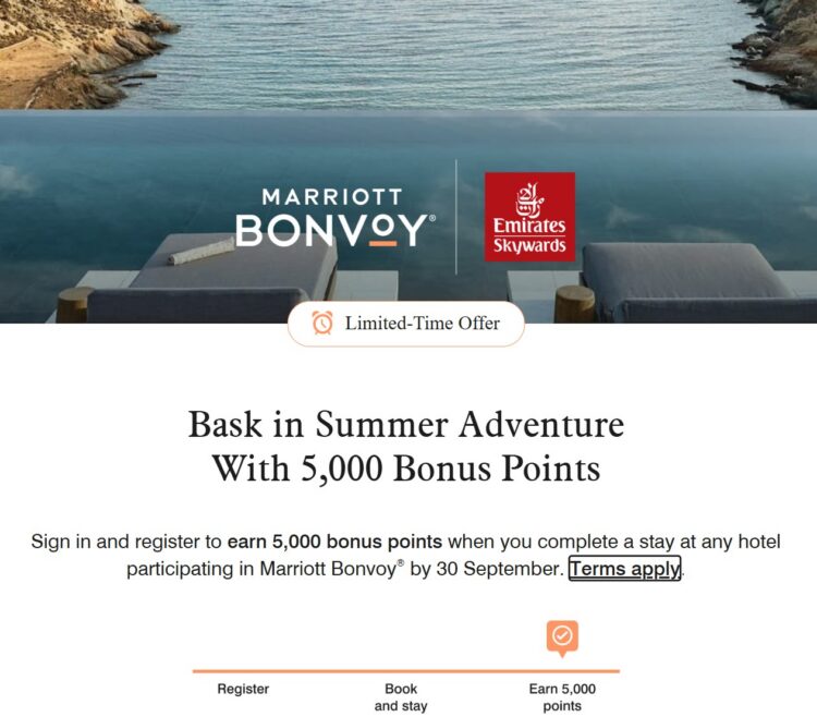 Marriott 5,000 Points for Skywards Members 2026 Promotion