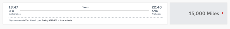 Star Alliance award search result on Turkish Airlines from SFO to ANC