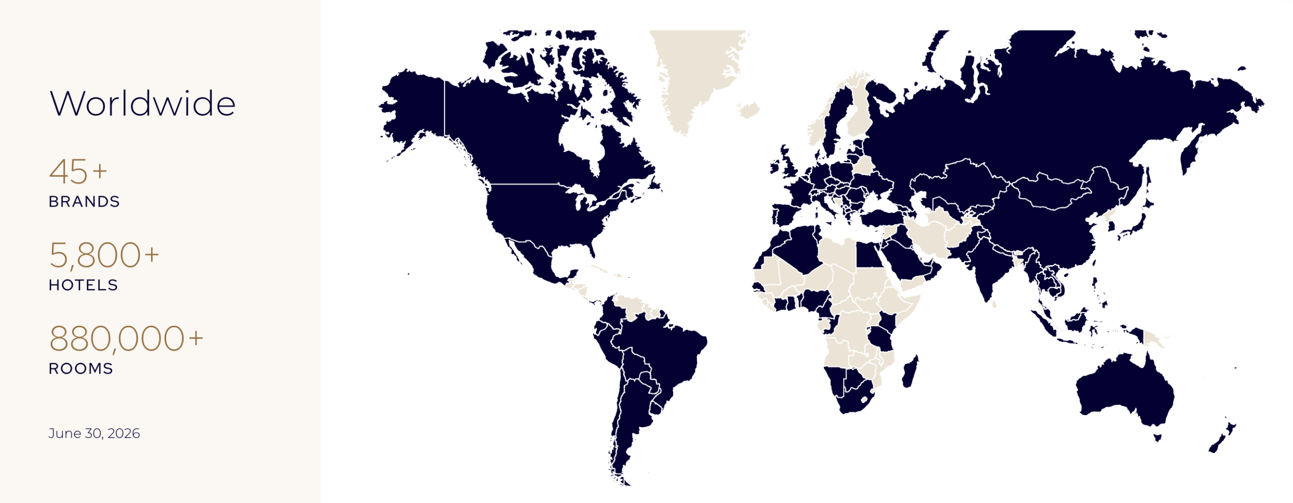 Map of Accor destinations worldwide