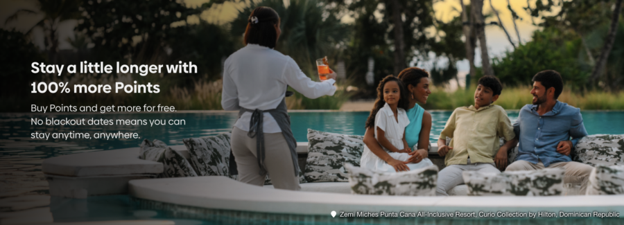 Buy Hilton points with a 100% bonus offer details