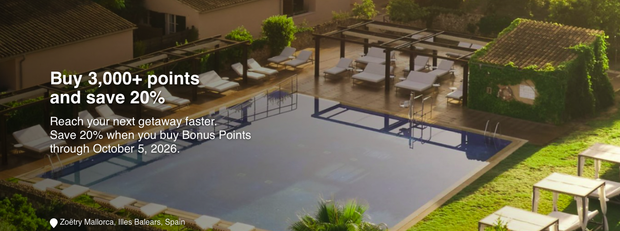 Promotional image for Hyatt's buy points discount