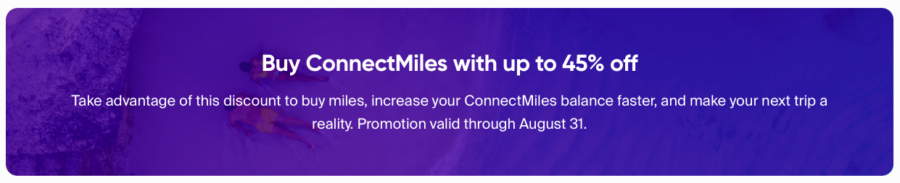 Buy Copa miles with up to 45% off promo banner