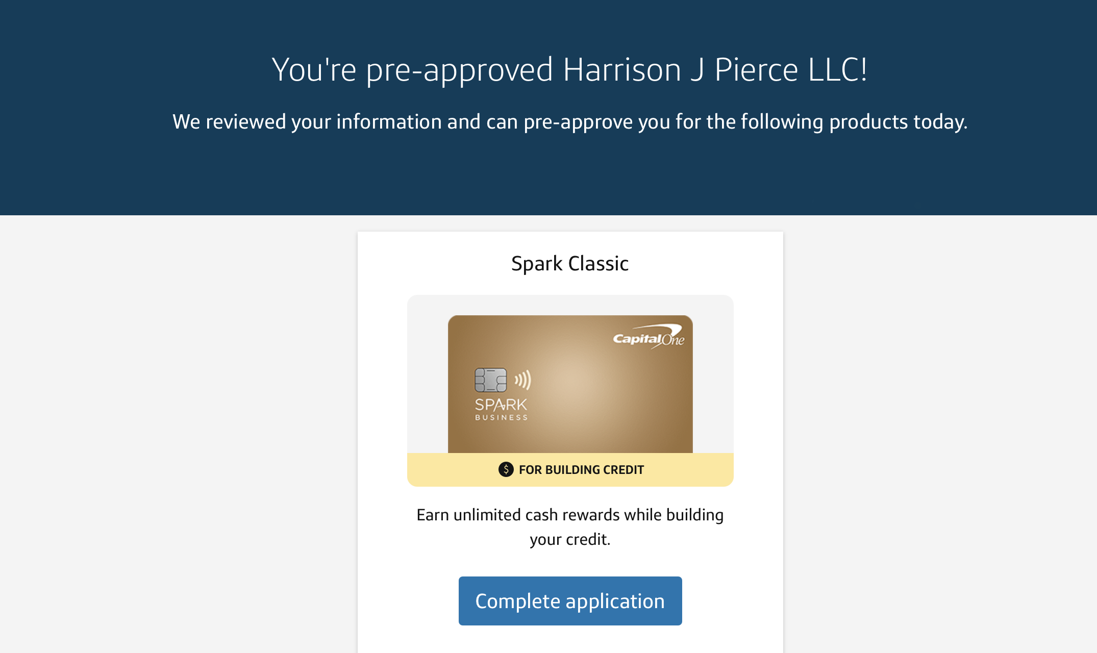 Capital One pre-approval results