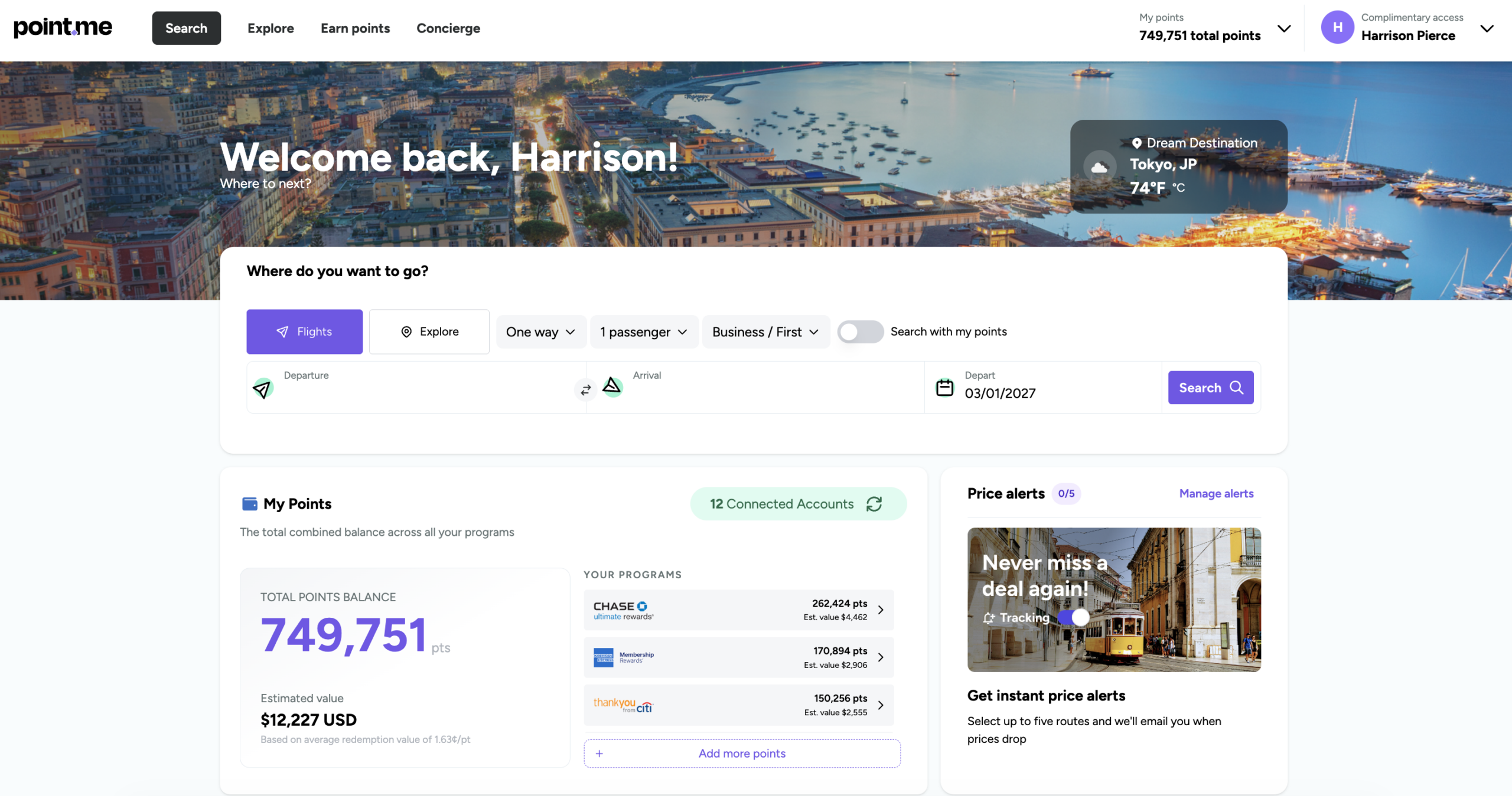 Point.me homepage