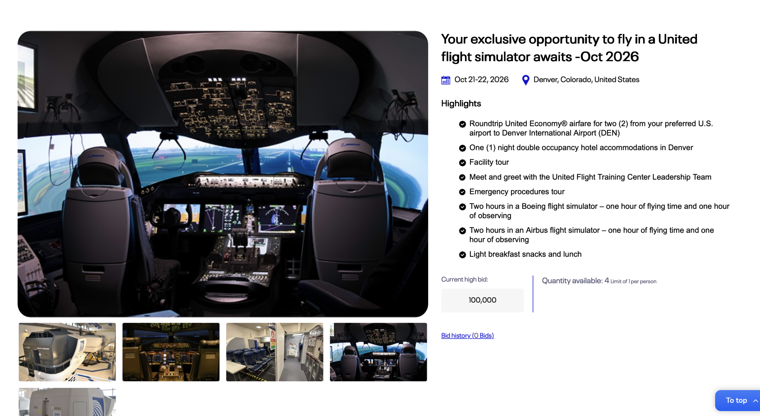 United flight simulator experience details