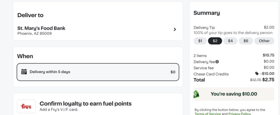 checkout instacart donation