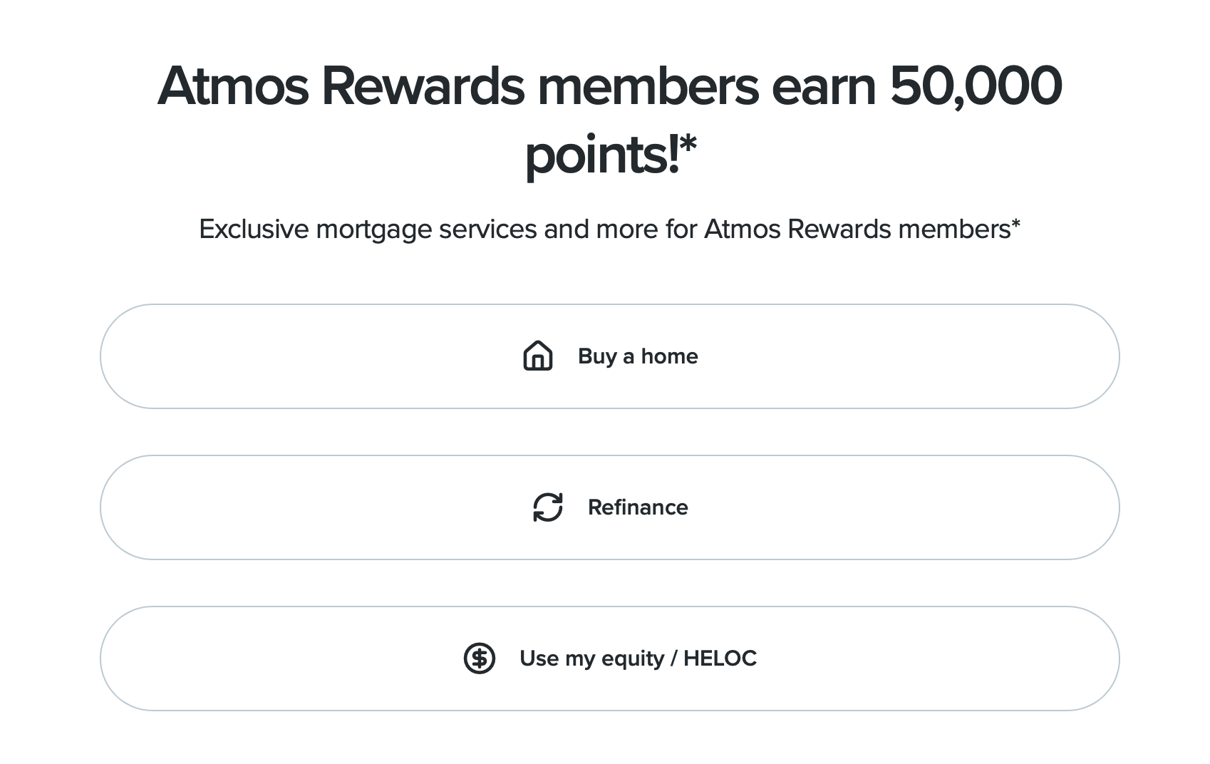 Rate.com homepage displaying Atmos Rewards offer